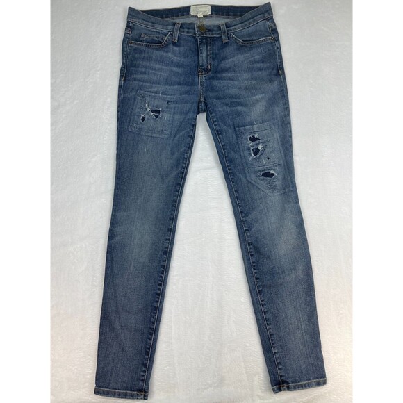 Current/Elliott Jeans Womens Size 27 The Ankle Skinny Pixie W/Repair Blue Denim - Picture 1 of 12